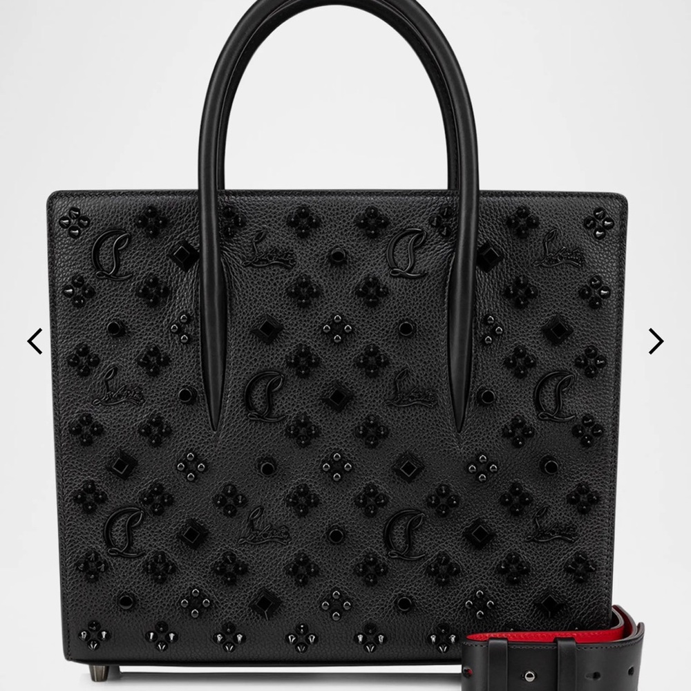 Christian Louboutin Paloma Medium Handbag Black Red Leather Rubber